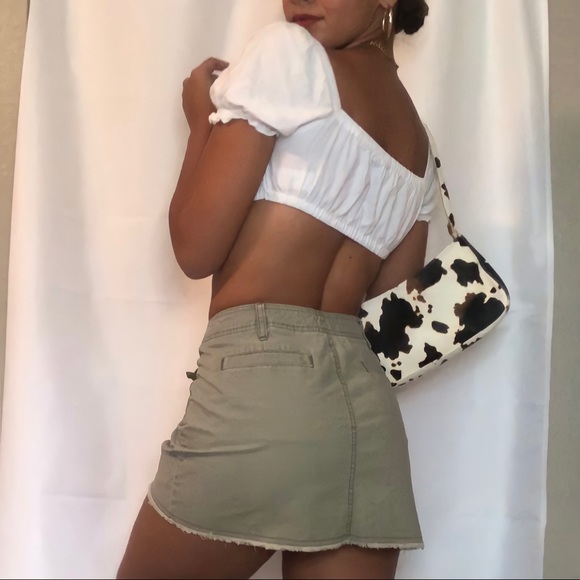 Union Bay Y2K Khaki Green Cargo Mini Skirt - Picture 2 of 4
